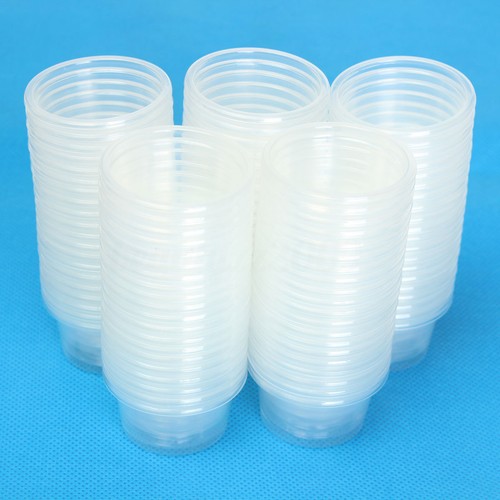 100 x Clear 30ml Plastic Sauce Disposable Cup Cups Container with Lid Made - Picture 7 of 8