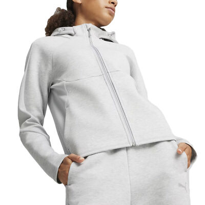 Puma Felpa da Donna con Cappuccio e Zip Evostripe Grigia Codice