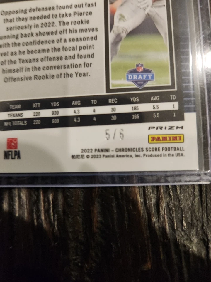 Dameon Pierce /6 Green Rookie 2022 Panini Score Football Card Texans - Image 3 of 3