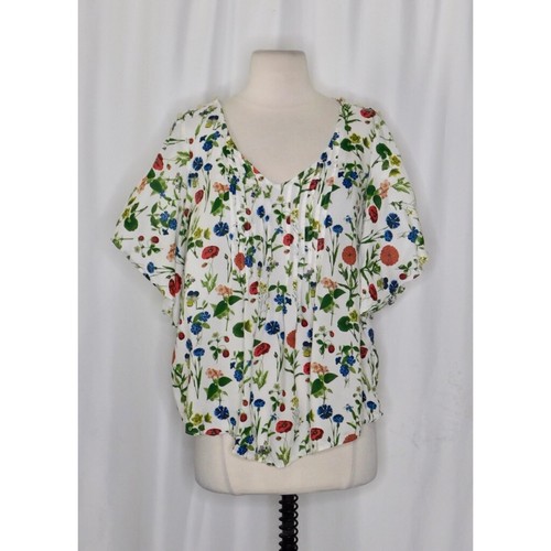 Blusa Top Anthropologie MAEVE Maya Floral Fluttered Fresa Fruta Bayas 2 - Imagen 2 de 15