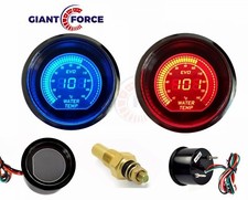 2 52mm Bluered Digital Led Water Temp Temperature Gauge With Sensor Car Auto