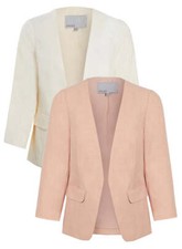Ex Oasis Ladies Fully Lined 3/4 Sleeve Single Breasted Collarless Blazer Jacket