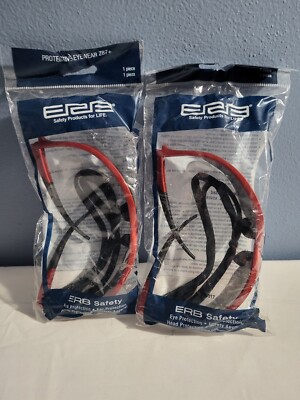 ERB Octane Red Frame 2 pairs of Safety Glasses Sun Wrap Z87+ Z94+ W/Neck Cord 