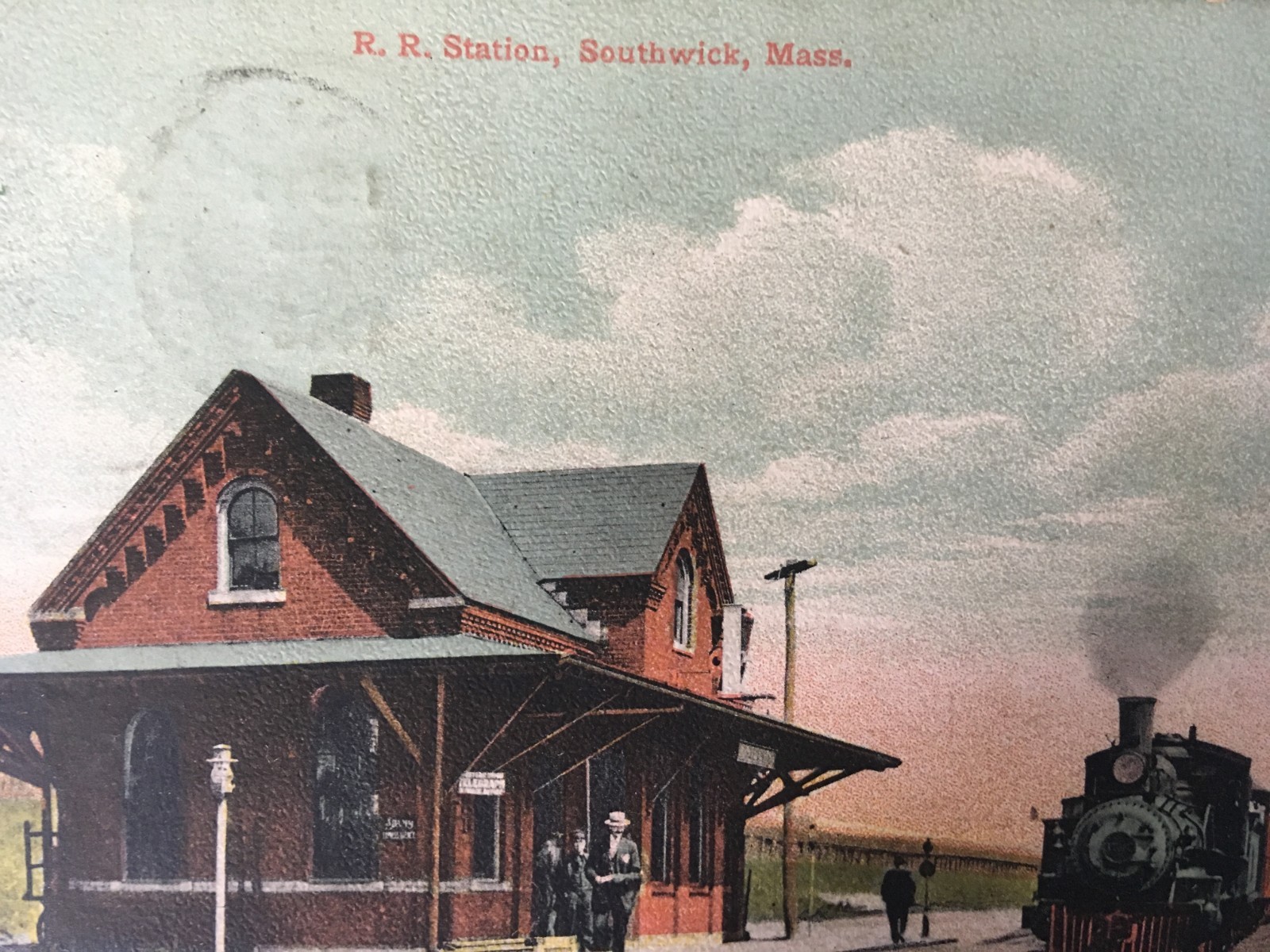 SOUTHWICK MA RAILROAD STATION Postcard Railway Post Office Postmark