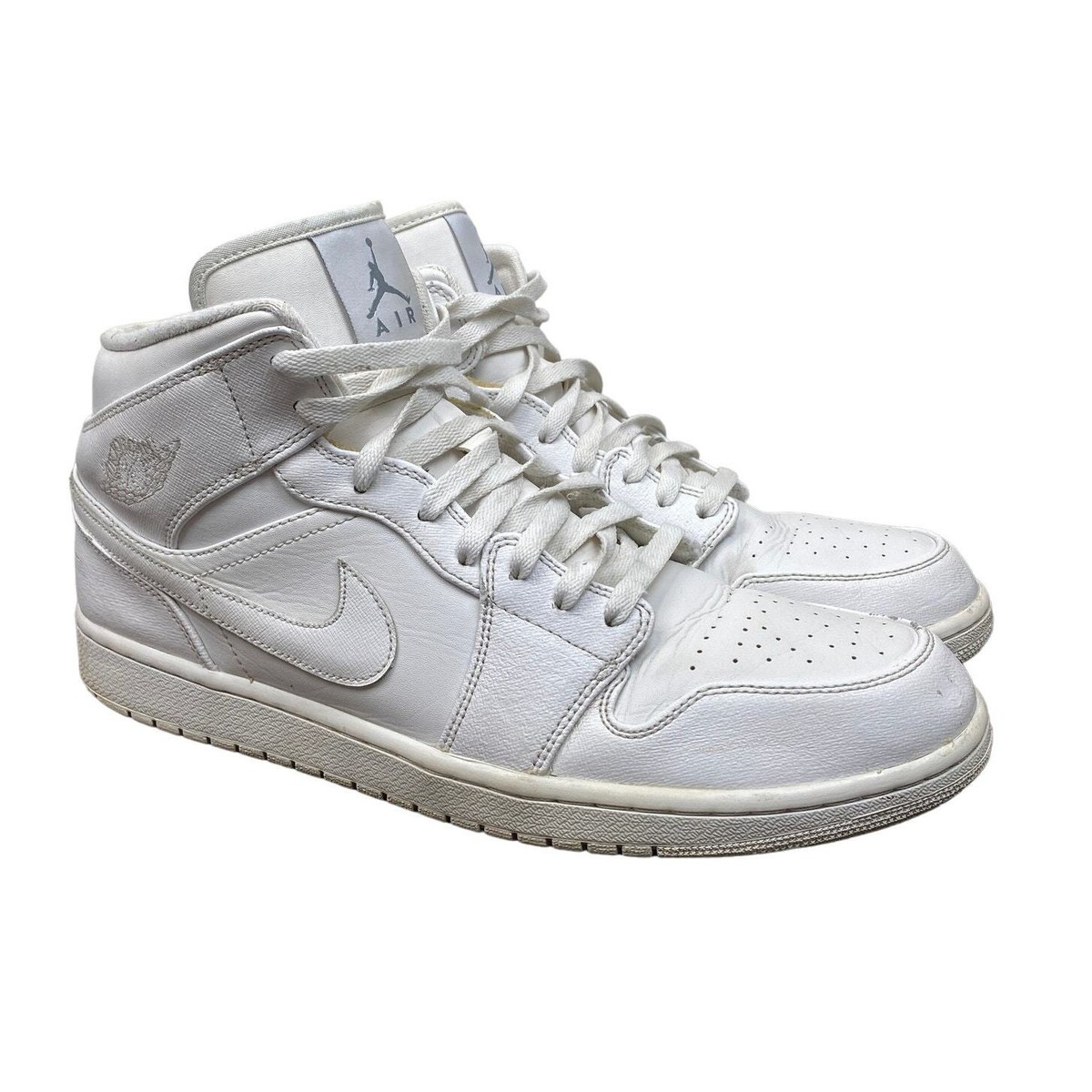 Nike Air Jordan 1 Mid Retro Triple White Shoes Sneakers