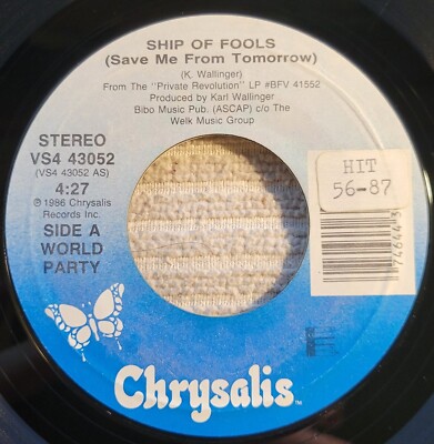World Party ''Ship of Fools / Holy Water'' strong VG+