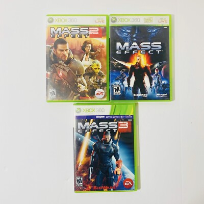 Mass Effect Trilogy - 1 2 3 - Xbox 360 RPG Space Shooter Video Game Lot Set