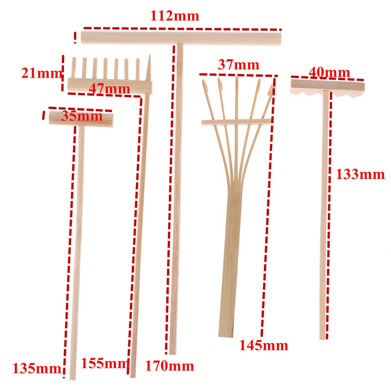 5Pcs Mini Bamboo Rake for Zen Garden Sand Tabletop Meditation Feng Shui ...