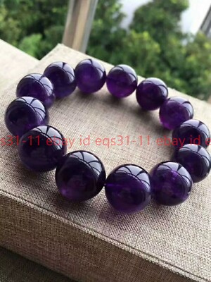 14mm Natural South Africa Purple Jade Gemstone Jade Beads Bracelet 7.5''