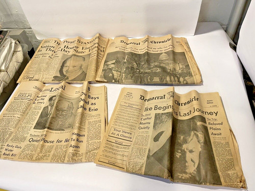 FOUR 1969 DEMOCRAT & CHRONICLE newspaper PRESIDENT DWIGHT DAVID EISENHOWER DIES