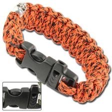 Skullz Survival Whistle 17.06 FT Paracord Bracelet-Atomic Red