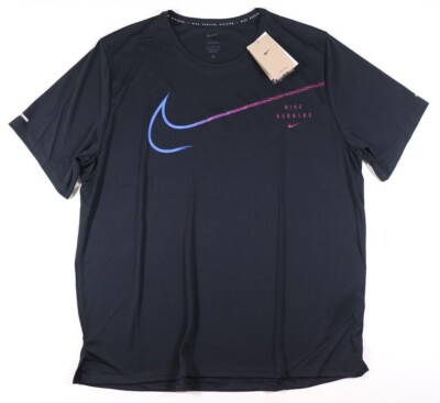 NIKE DRI FIT UV RUN DIVISION SWOOSH LOGO MILER RUNNING TOP DM4811-010 HERREN XL