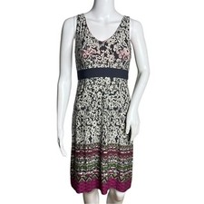 Athleta Dress Womens XS Black White Pink Floral Santorini Casual Travel Commute