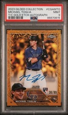 2023 Topps Chrome Gilded Michael Toglia Gold Etch Refractor Auto RC /99 Psa 9