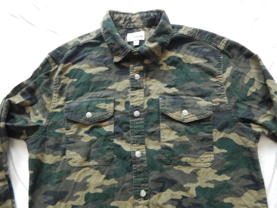 Camo Green Brown Camouflage Long Sleeve Button Down Shirt - Small Mens - Image 4 of 4