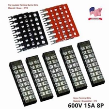 5 sets 8 Position 600V 15A Dual Row Screws Terminal Electric Barrier Strip Block