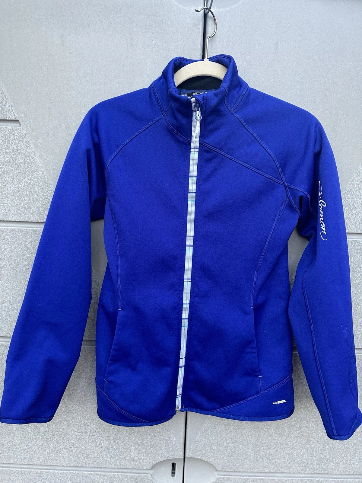 Salomon Full Zip Up Ski Jacket ActiTherm Women's Sz small Royal Blue/purple