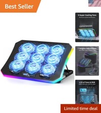 Upgraded 9-Fan Laptop Cooler Pad with RGB Lights, Adjustable for 15.6-17.3"