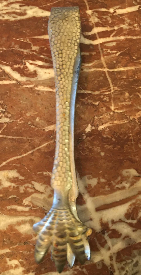 ANTIQUE VICTORIAN AESTHETIC MOVEMENT SILVER 6.5" ICE CUBE CANDY CLAW FOOT TONGS - Image 2 of 3