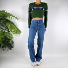 Women's Vintage 80s 90s High Casual Waisted Bootcut Mid Wash Denim Mom Jeans / 0
