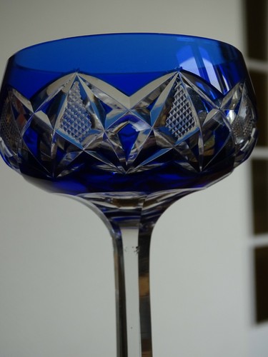 TWO AMAZING VINTAGES ROEMER WINE GLASS CRYSTAL VAL ST LAMBERT RED BLUE ht 7,48" - Picture 7 of 12
