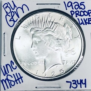 1925 BU UNCIRCULATED SILVER PEACE DOLLAR AUTHENTIC U.S. MINT FREE SHIPPING 7344