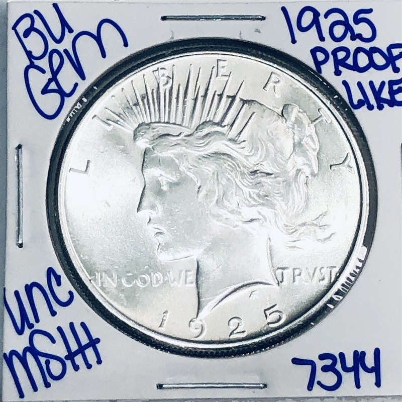 1925 BU UNCIRCULATED SILVER PEACE DOLLAR AUTHENTIC U.S. MINT FREE SHIPPING 7344