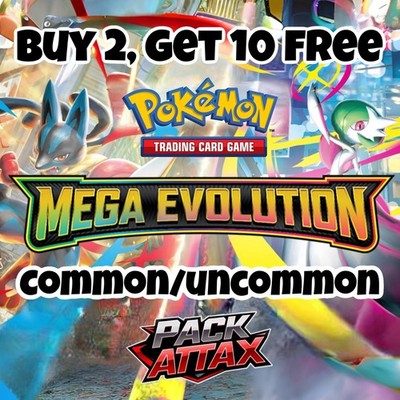 Pokemon TCG Mega Evolution Singles Base Common Uncommon 2 kaufen, 10 gratis erhalten