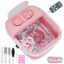 Collapsible Foot Spa Bath Massager with Heat, Remote, Temperature Control, Pink