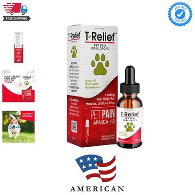 T-Relief Pet Pain Relief Drops Arnica +12 Powerful Natural Medicines Help Red...
