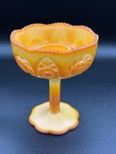 VTG L. E Smith Slag Glass Bittersweet Orange Pedestal Candy Dish 5 3/4” x 4 3/4"