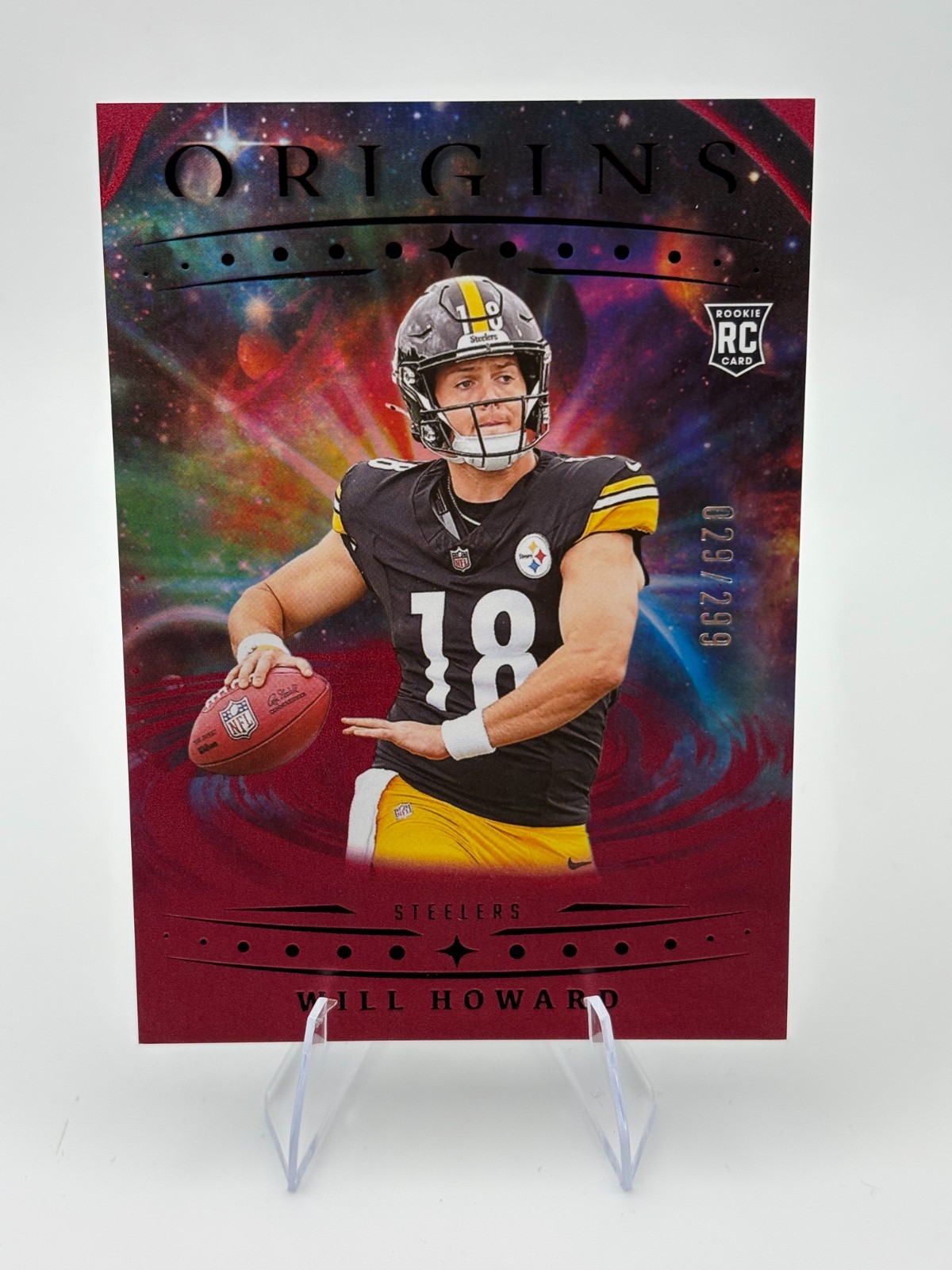 2025 Panini Origins Will Howard RC Holo Red 29/299 Pittsburgh Steelers #120