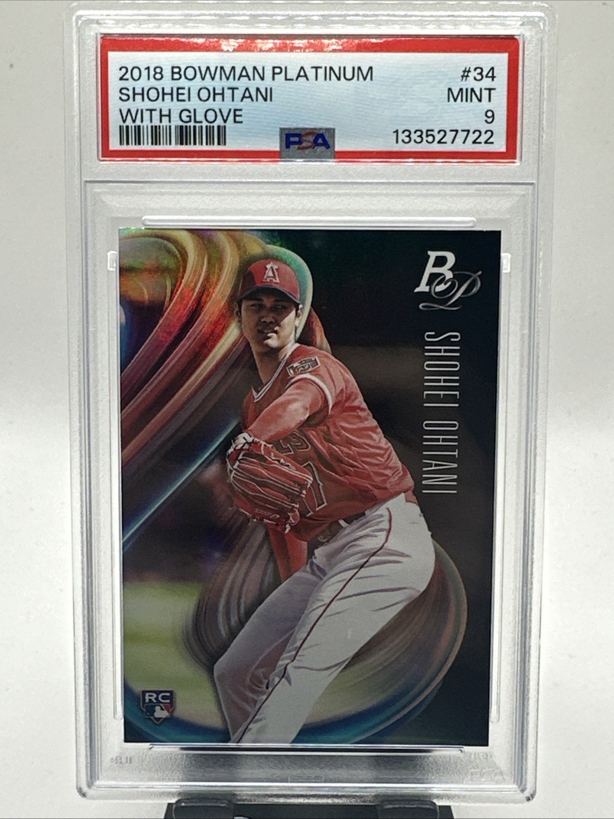 2018 BOWMAN PLATINUM WITH GLOVE #34 SHOHEI OHTANI ROOKIE RC PSA 9