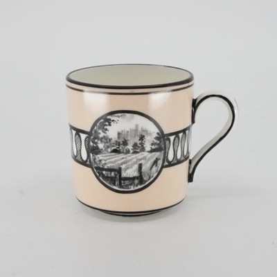 Vintage Minoru Derby England Art Deco Kaffeedose Tasse Scenic Black Peach