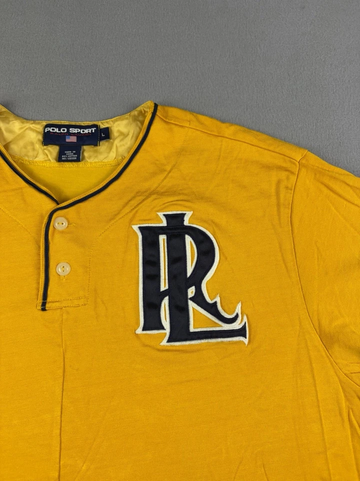 Camiseta deportiva de béisbol vintage Ralph Lauren polo talla grande Henley abotonada 2003 Foto 2 de 4