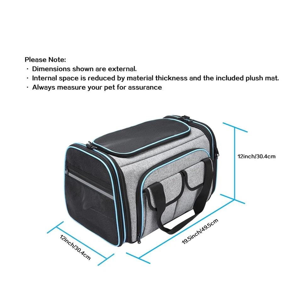 Одобренный авиакомпанией перевозчик домашних животных, большой мягкий двусторонний перевозчик домашних животных для путешествий TSA 4 стороны... - Изображение 3 из 4