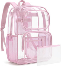 Clear Backpack Set 17" Heavy Duty PVC Bookbag for School  Transparent Backpack