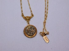 Grandmother's Buttons Floral Locket Gold Tone Necklace