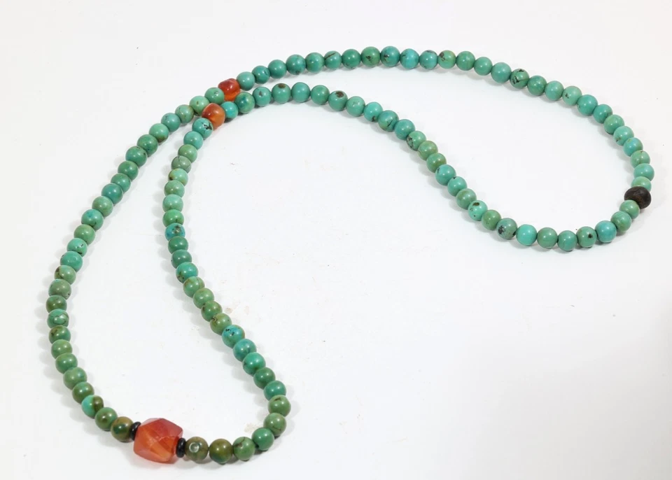 Qing Dynasty Natural Turquoise 108 Beads Mala Necklace | Tibetan Ancient Amulet - Image 3 of 4