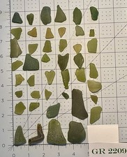 GR 2209 Green Genuine Surf-Tumbled Sea Glass   Frosted Olive Green