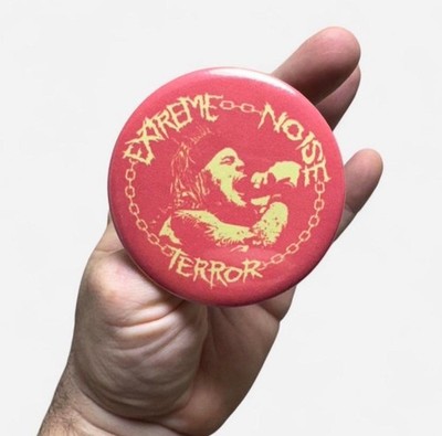Extreme Noise Terror large 3  pinback button, crust punk, hardcore, d beat