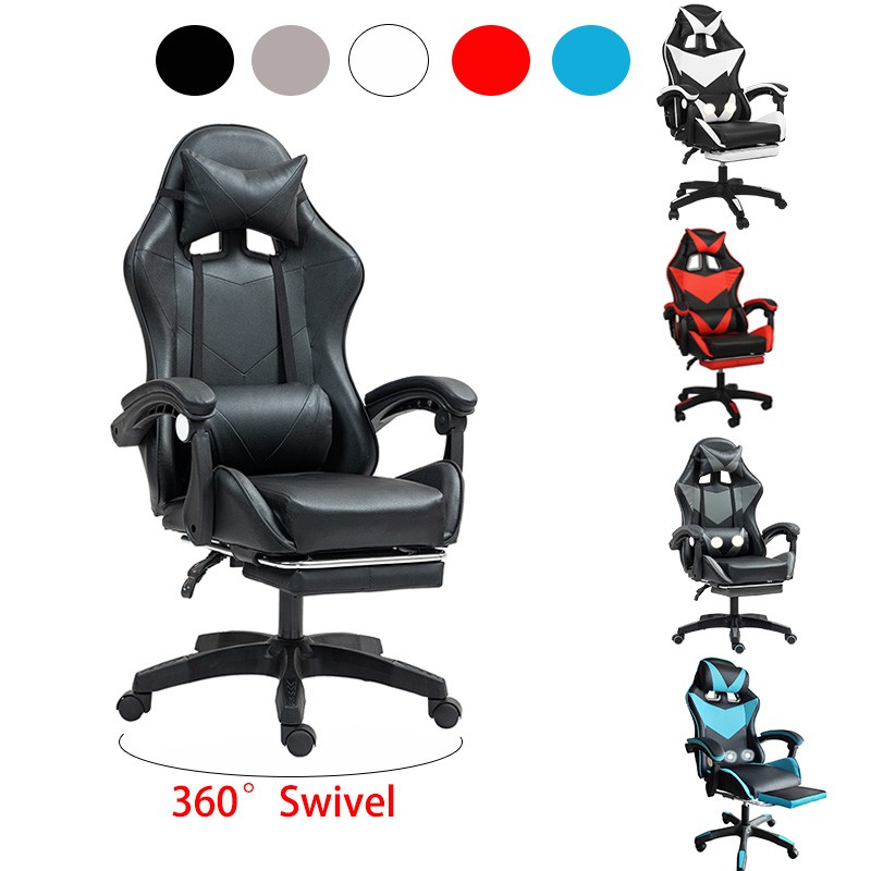 Gaming Massage Chair Footrest Office Computer PC Racing Recliner Swivel Seat