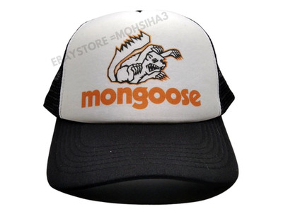 Retro Trucker Cap Black and White Bike Cap Mongoose BMX Bicycle