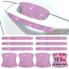 10PCS Crystal Car Door Scratch Protector, Rhinestone Bling Scratch Pink