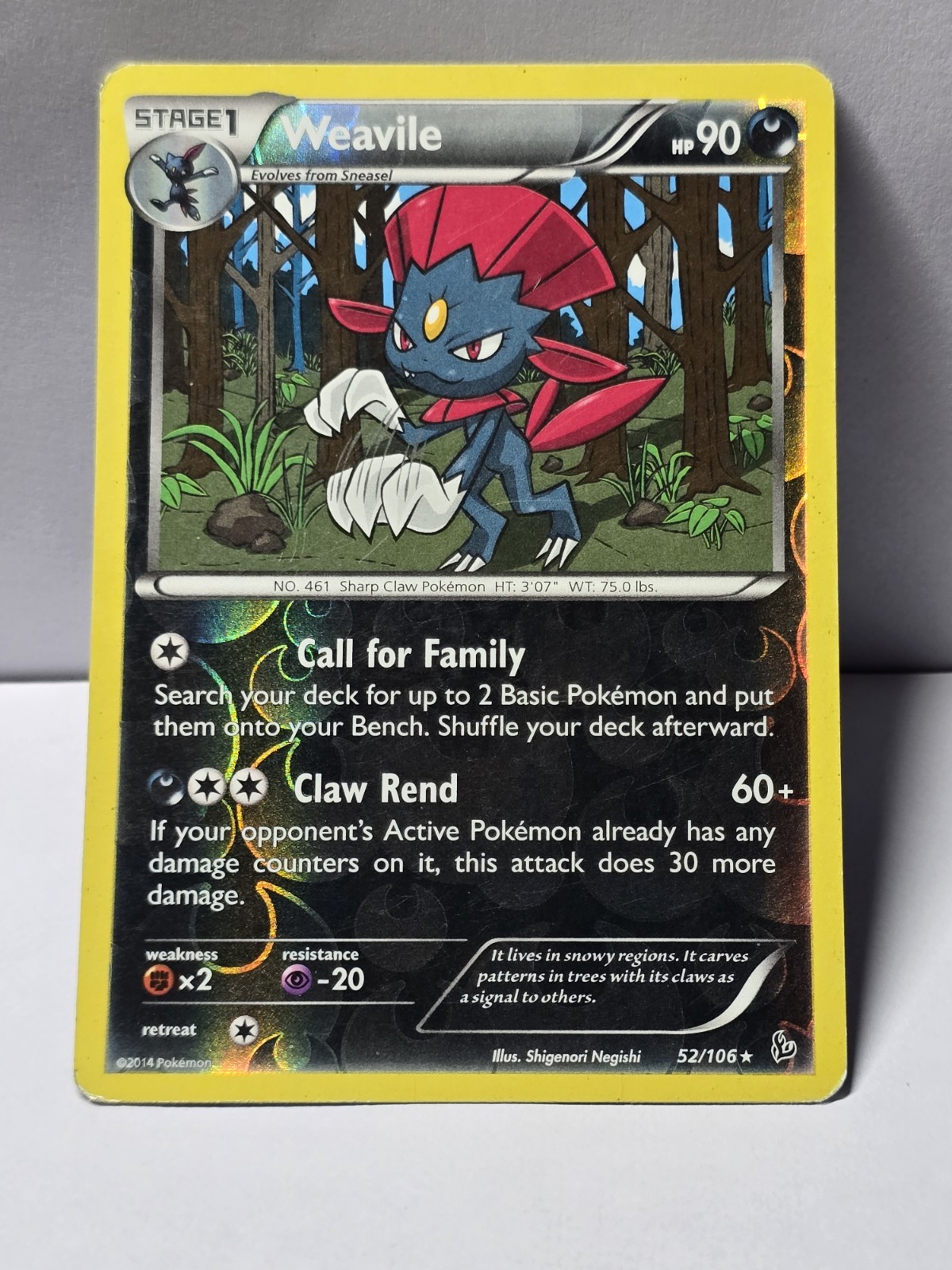 Weavile 52/106 Pokemon XY Flashfire Reverse Holo Card 2014