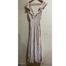 Reformation Champagne Cream Peppermint Ruffle Wrap Maxi Dress XS