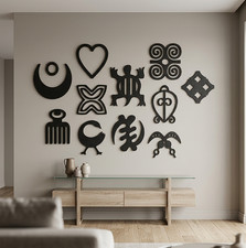 Adinkra Wall Art – African Symbol Decor – 3D Printed Silhouette Handmade UK