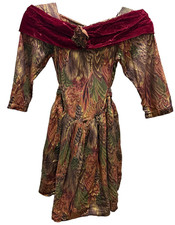 Dimples Floral Fit & Flare Off-Shoulder Short Dress 3/4 Sleeve Multicolor S