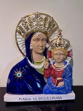 Il Cardo D’Oro Mary & Jesus “Our Lady Of The Way” Wall Plaque Ceramic Italy