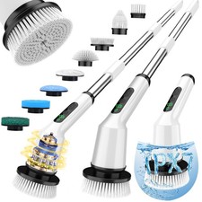 Electric Spin Scrubber for Bathroom, Shower 8 Brush Heads, White